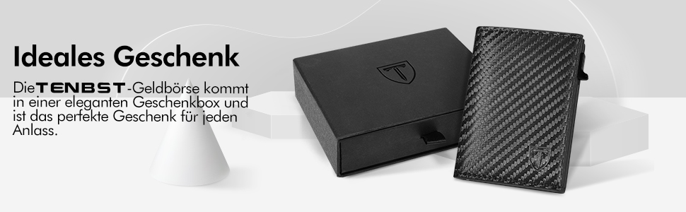Чоловічий гаманець TENBST: тонкий, з відділенням для монет та RFID-захистом. Карна картхолдер, міні-портмоне, чорний карбон. Ідеальний подарунок.