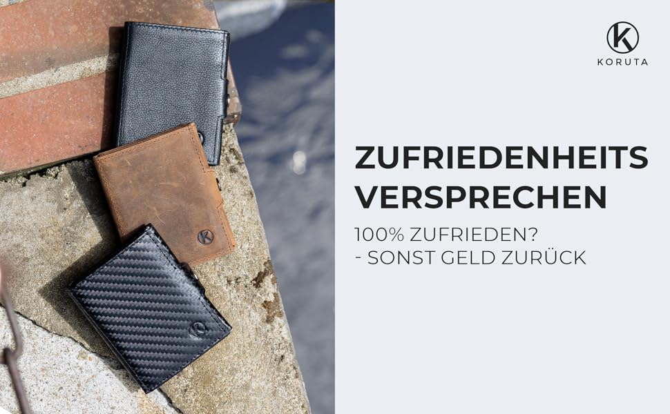 Гаманець Koruta Slim з монетницею та RFID захистом - картхолдер для чоловіків і жінок - мінімалістичний портмоне з карбону, чорний