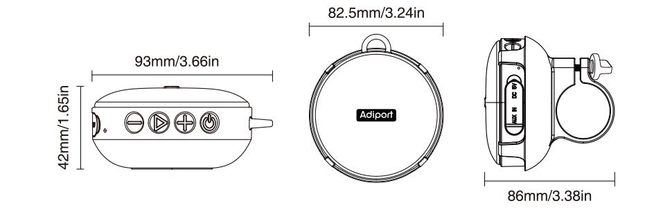 Adiport Bluetooth-колонка для велосипеда, BT 5.0, покращений бас, гучний звук, 10 годин роботи, водонепроникна IPX7, ударостійка, для вуличних поїздок