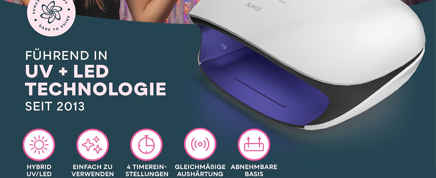 Лампа SUNUV для гель-лаку UV LED, сушарка для нігтів з 4 таймерами, LCD дисплеєм, інфрачервовим сенсором та подвійною швидкістю сушіння, колір Rose (чорний)