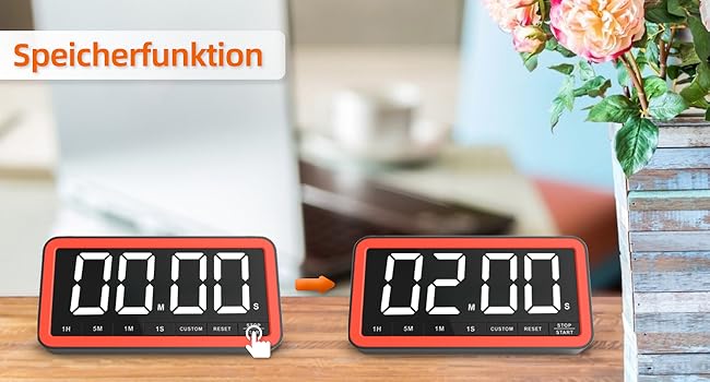 Великий цифровий таймер VOCOO з LED-екраном 19,8 см, магнітом, регульованою яскравістю і гучністю, 4 сигналами, кухонний таймер, для класу, спортзалу, чорний+помаранчевий