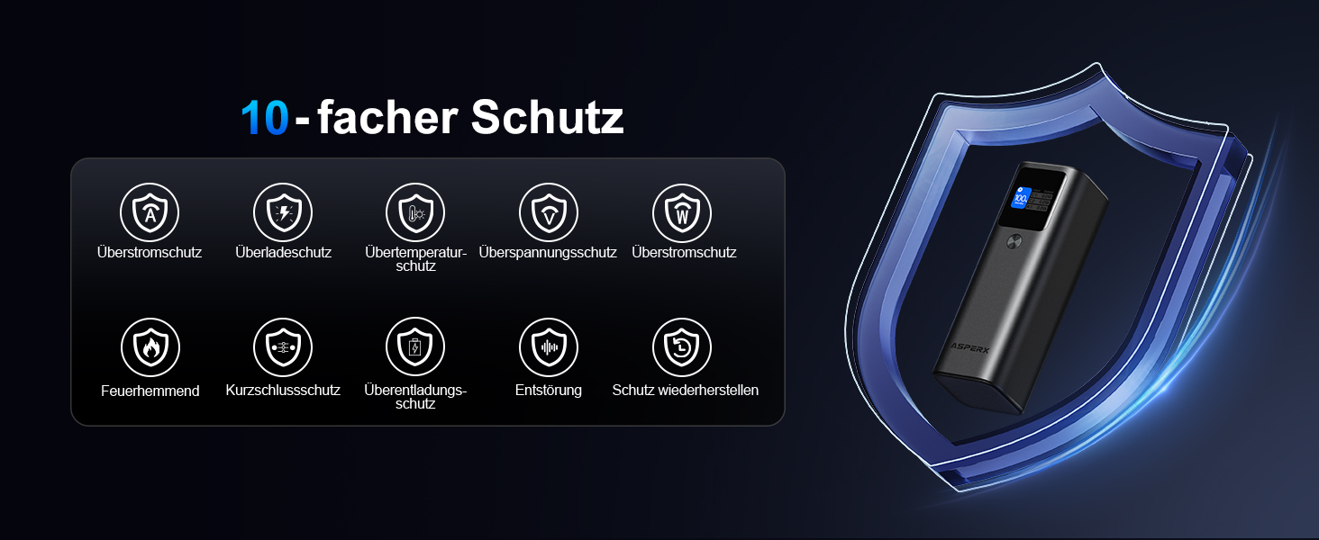 Power Bank AsperX 20000mAh, 165W, USB-C Кабель, для MacBook, Dell, HP, Lenovo, iPad, iPhone, Galaxy