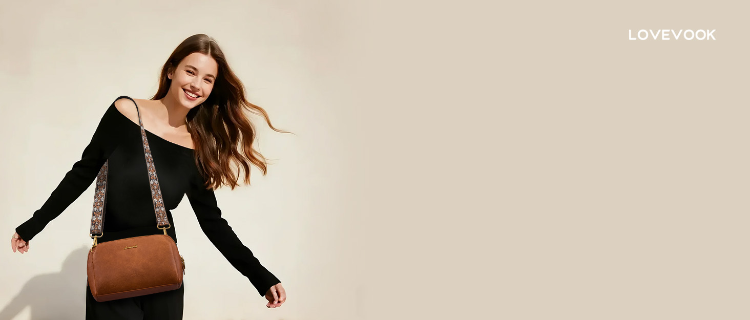 Сумка жіноча LOVEVOOK через плече, бежева: кросбоді, сумка середнього розміру, RFID-захист, 2 ремені 25x15x9 см