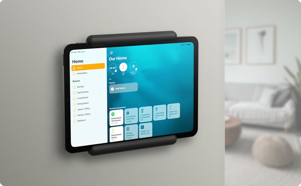 Тримач для планшета elago Home Hub Mount для Apple iPad, iPad Air/Pro, Samsung Galaxy Tab та інших планшетів, силіконовий, з кабелем-органайзером, чорний