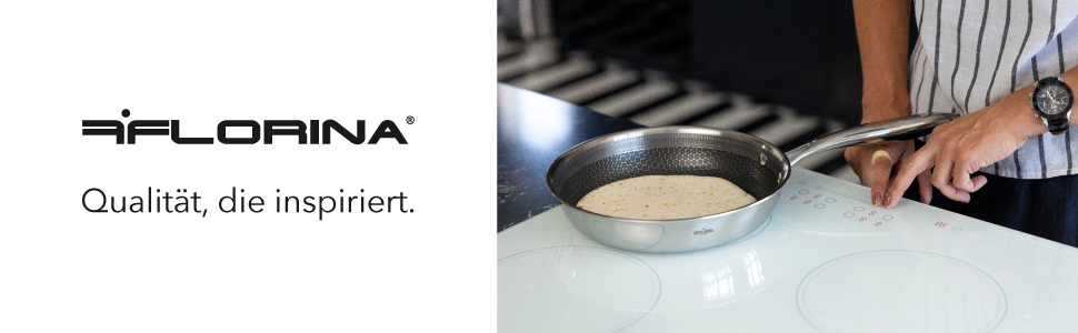 Набір сковорідок Florina Bratpfannen з нержавіючої сталі, 20/24/28 см, 3 шт. | 3-шарова конструкція, алюмінієвий сердечник, для всіх плит, з ергономічною ручкою