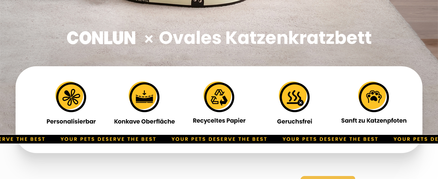 Кігтеточки для котів Conlun 2 в 1: овальні кігтеточки-ліжка, з мискою, з гофрокартону (43x33x10 см)