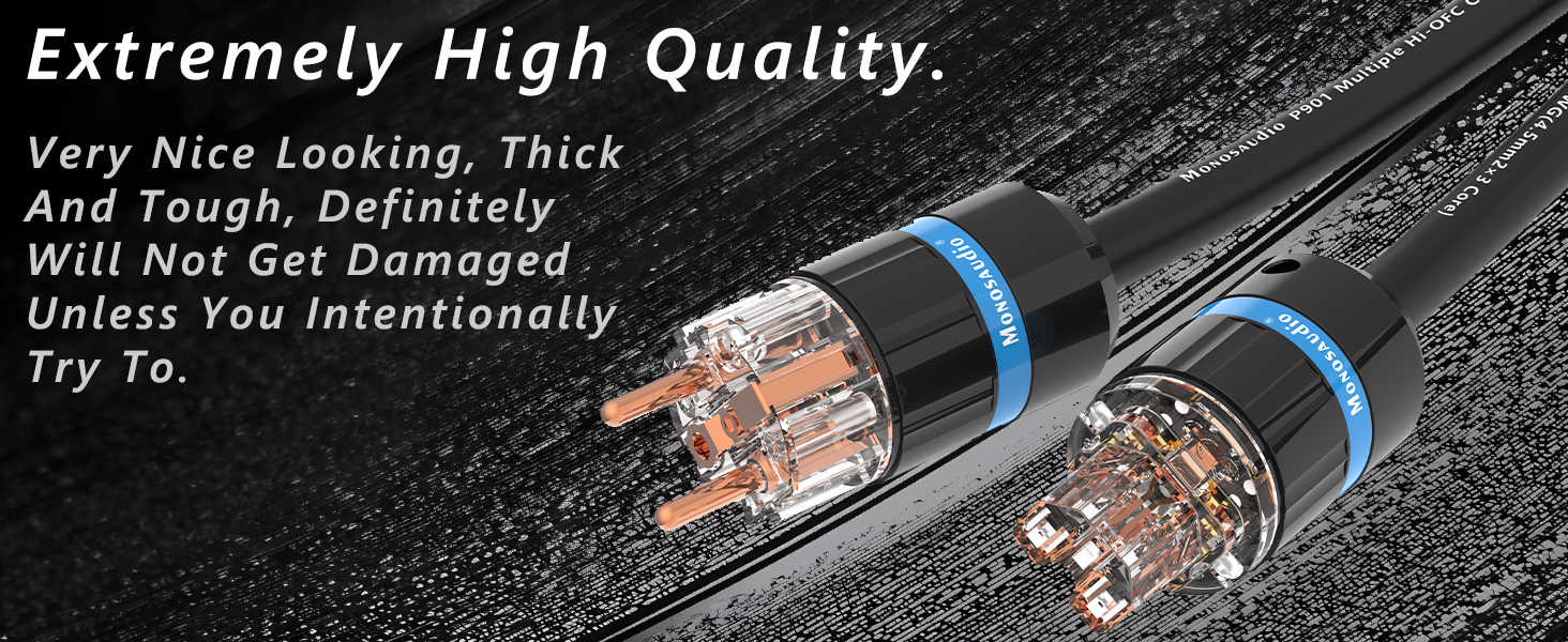 HiFi мережевий кабель Monosaudio P901 4.5Sq 1м, мідний OFC з екрануванням, High-End кабель живлення EU Schuko на IEC C15 для підсилювача, DVD, сабвуфера та декодера