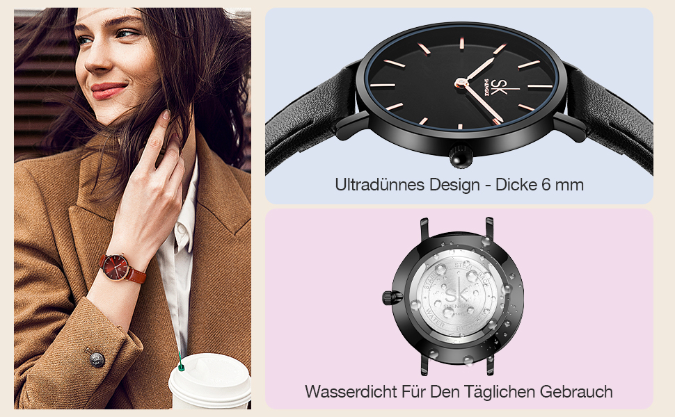 SK Ультратонкі мініатюрні жіночі годинники з двома стрілками. Елегантні годинники для жінок з шкіряним ремінцем (срібляста сітка)