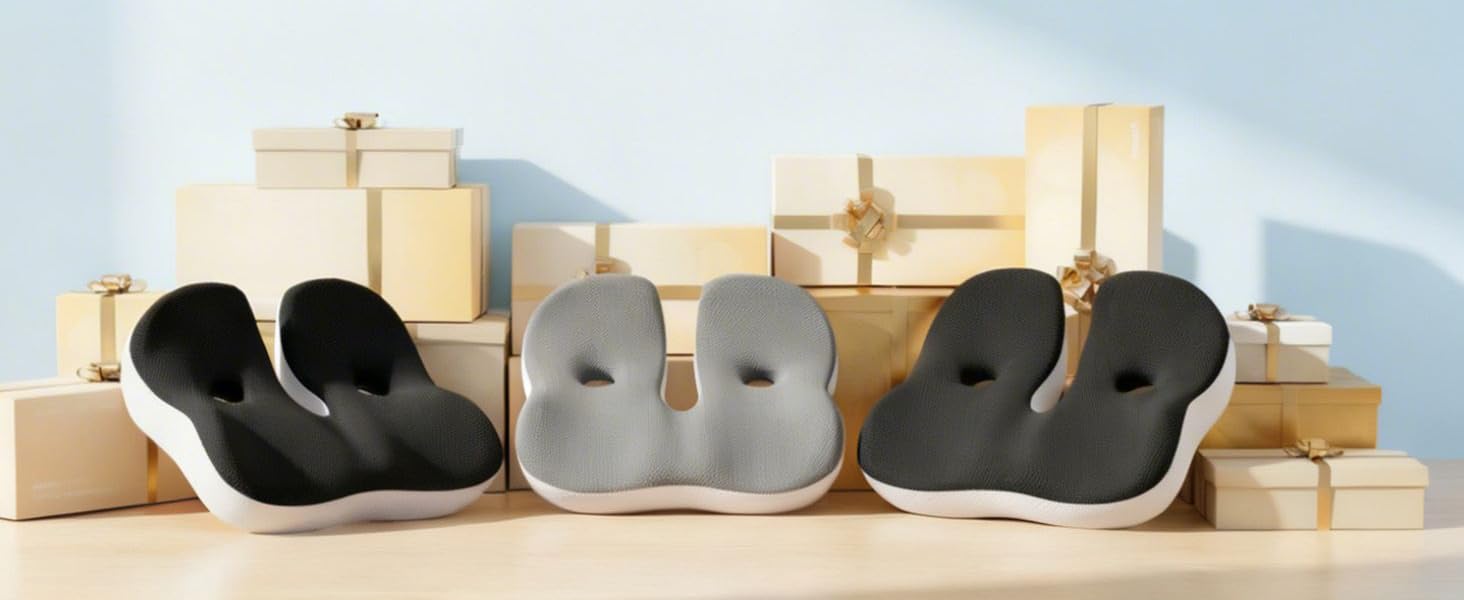 Ортопедична подушка для сидіння на стілець та в авто з Memory Foam - підтримка куприка, зняття болю при ішіасі, чорна