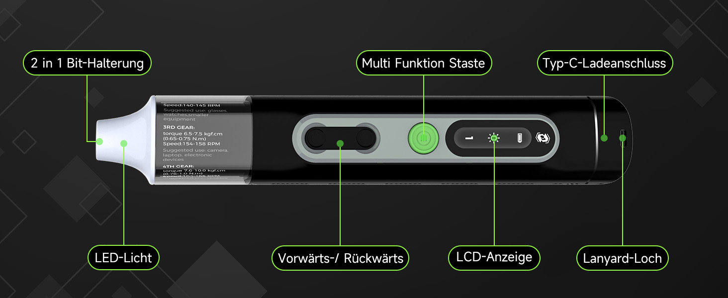 Електрична викрутка 36 в 1, міні-набір, акумуляторна викрутка з бітами H4, H6.3, 4 моменти, 1500mAh, інструмент для ремонту телефонів, окулярів, годинників, ноутбуків GS-Y08