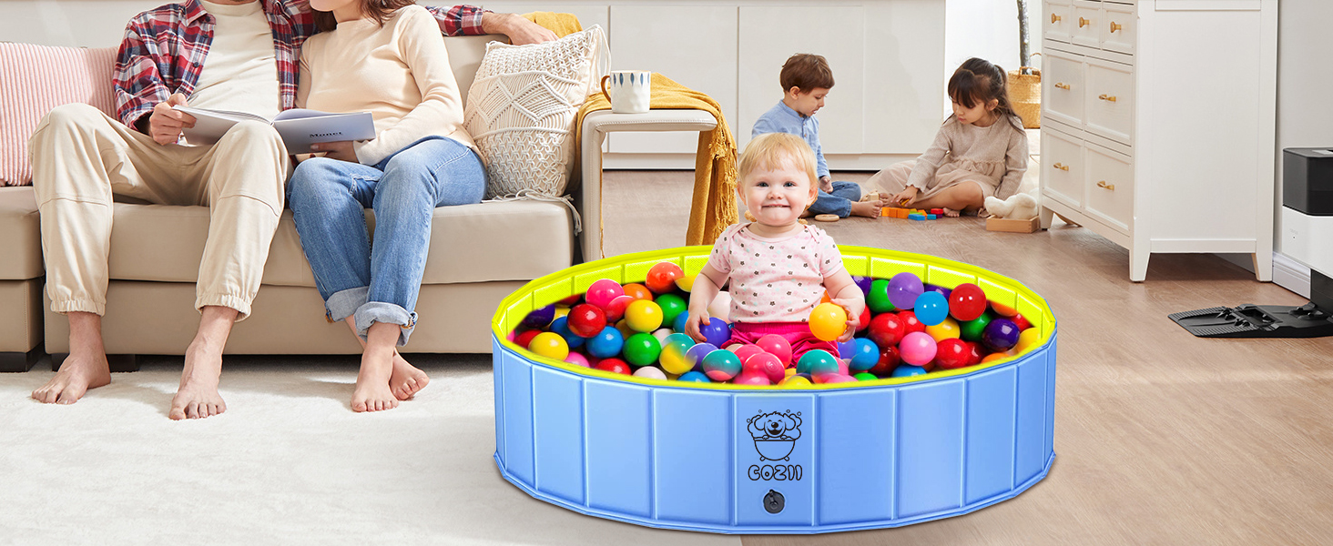 Складаний басейн для собак COZII 160x30 см, нековзний ПВХ, з щіткою, для великих і малих собак, дитячий надувний басейн
