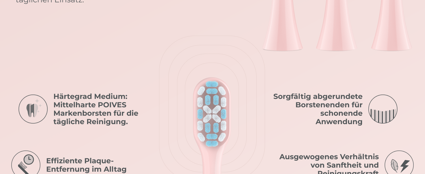 Електрична зубна щітка POIVES P1 Pro з датчиком тиску, 72000 рухів, 4 роки гарантії, 111 днів без ризику, тривалий час роботи акумулятора, колір Midnight Blue (Perlmutt Rosa)