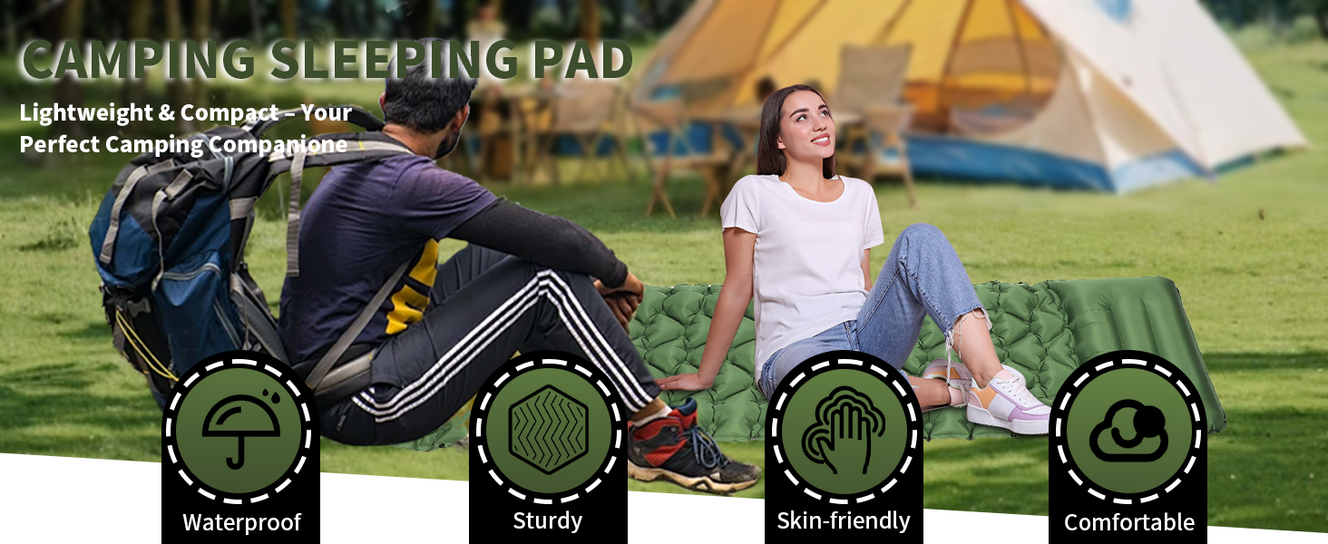 Саморозкладаючий килимок для кемпінгу TVWVT: легкий, з помпою, для подорожей та рюкзака