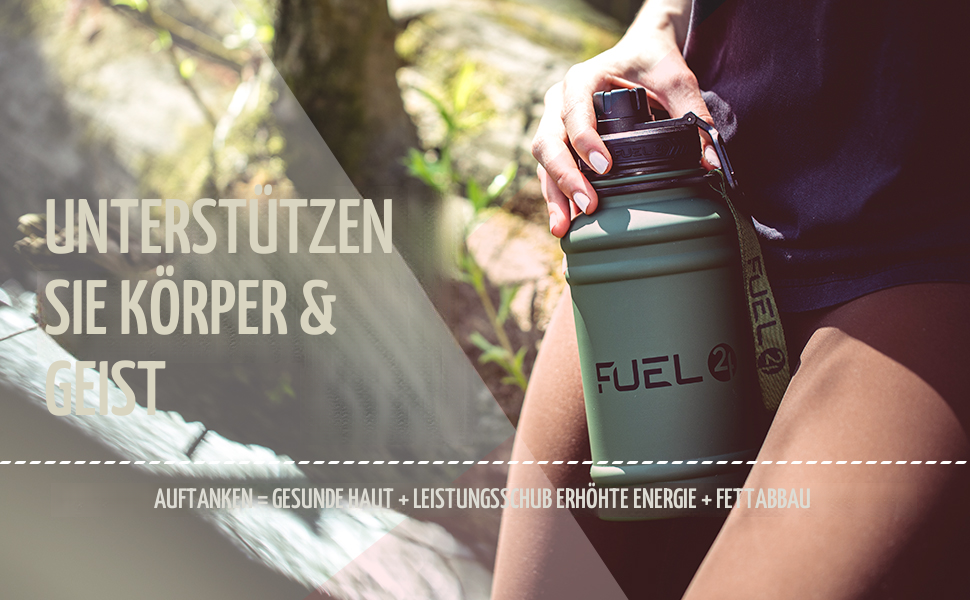 Фляга спортивна Fuel24 Extra Stark 1.3л/2.2л, нержавіюча сталь, зелена - пляшка для води, герметична, без BPA, для фітнесу та спорту