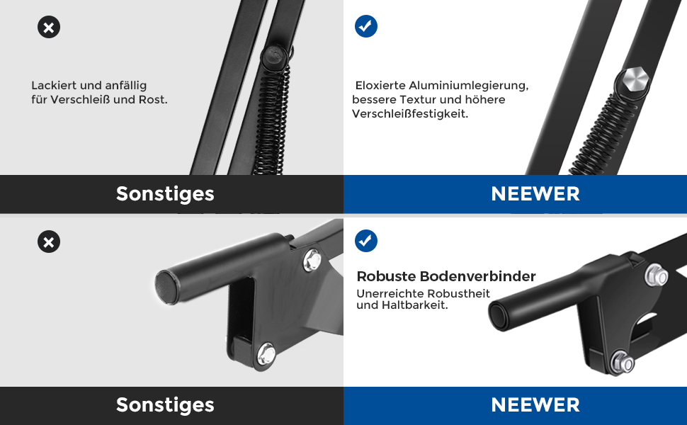 Тримач для мікрофона Neewer NW-35B: підвіс-кріплення, шарнірний мікрофонний стійка з 3/8' - 5/8' гвинтом та кабелетримачем, сумісний з Blue Yeti, Snowball, Yeti X, Quadcast та іншими мікрофонами, максимальне навантаження 1.5 кг