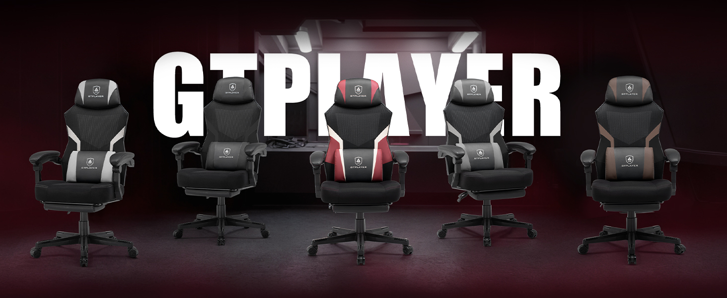 Геймерське крісло GTPLAYER з підставкою для ніг, червоне - ергономічне офісне крісло з сітчастою спинкою для дому та офісу, велике