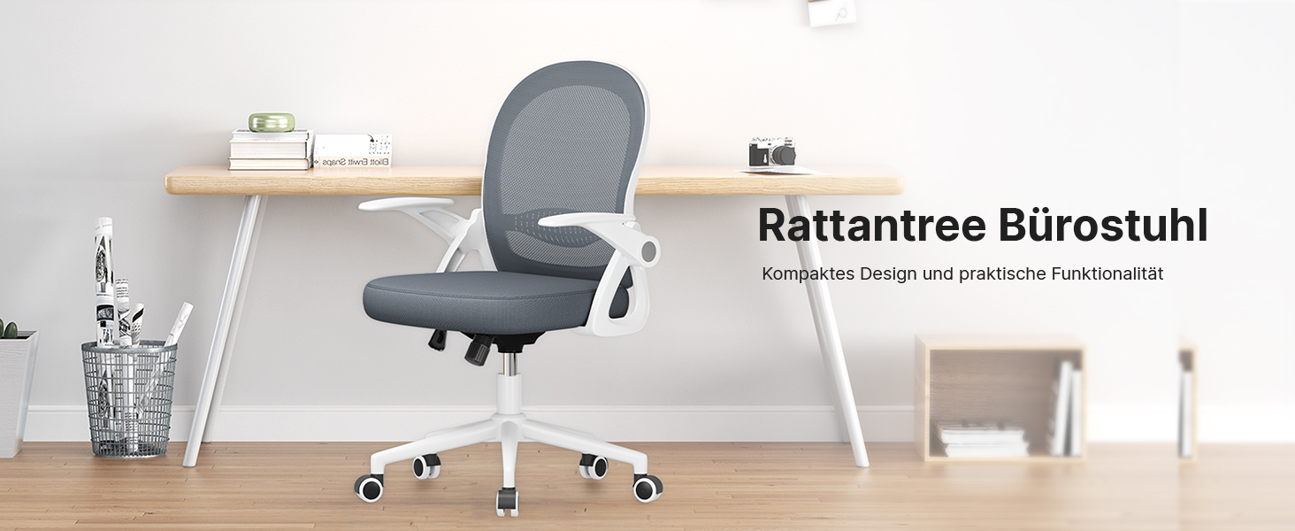 Офісний стіл Rattantree: ергономічний стілець з дихаючою спинкою, регульована висота, сітчаста конструкція, підлокітники, 360° обертання, для офісу та дому (темно-синій)