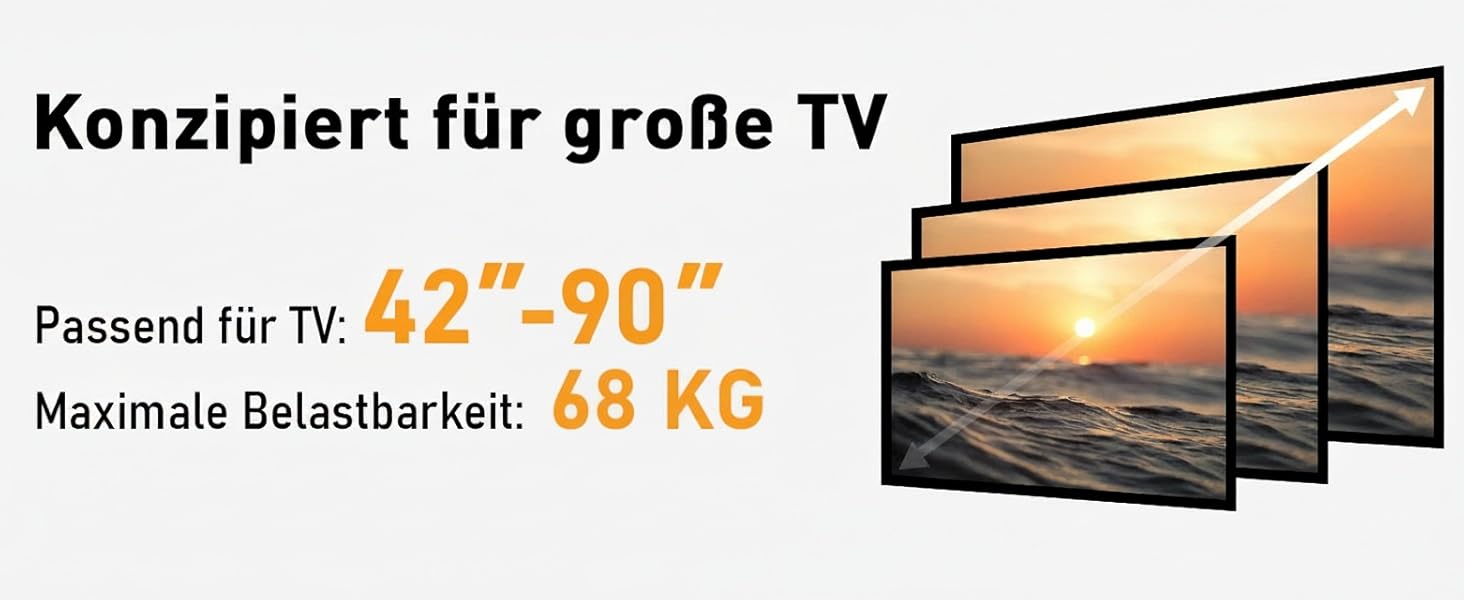 Кріплення для телевізора Perlegear PGLF8: 42-90 дюймів, до 68 кг, подвійні шарніри, регулювання, нівелювання, VESA 600x400 мм