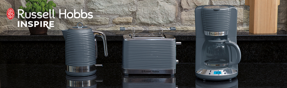 Електричний чайник Russell Hobbs Inspire 1.7л, 2400W з високоякісною глянцевою поверхнею, функцією швидкого кип'ятіння, знімним фільтром від накипу та індикатором рівня води