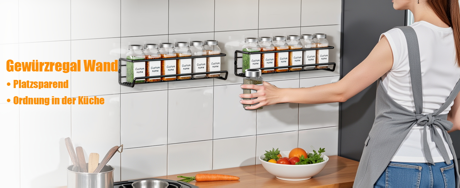 Спецівник для спецій з 24 скляних баночок та етикетками, без свердління, підвісний, для стін та шаф, органайзер для спецій, набір 4 шт. (24 баночки з нержавіючою сталлю)