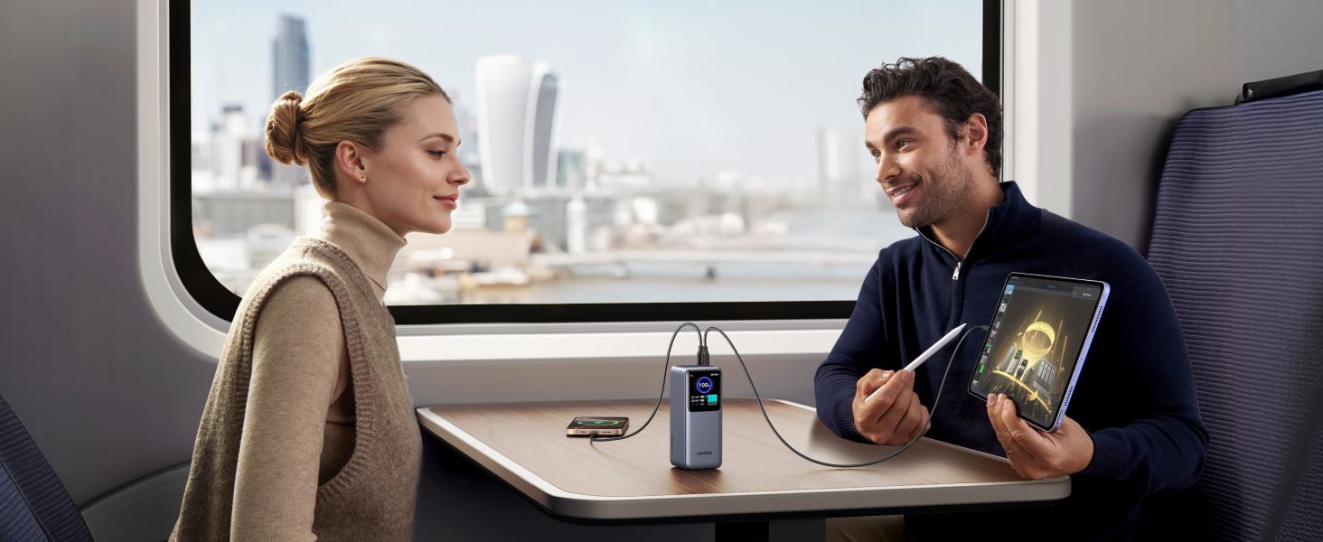Powerbank UGREEN Nexode 20000mAh 130W з USB-C PD 3.0, цифровим дисплеєм, сумісний з iPhone, Galaxy, MacBook, Dell