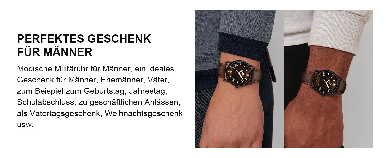 Чоловічий годинник LN LENQIN: аналоговий кварцовий годинник для чоловіків, водостійкий (30м), шкіряний ремінець, чорний/коричневий, бізнес-стиль