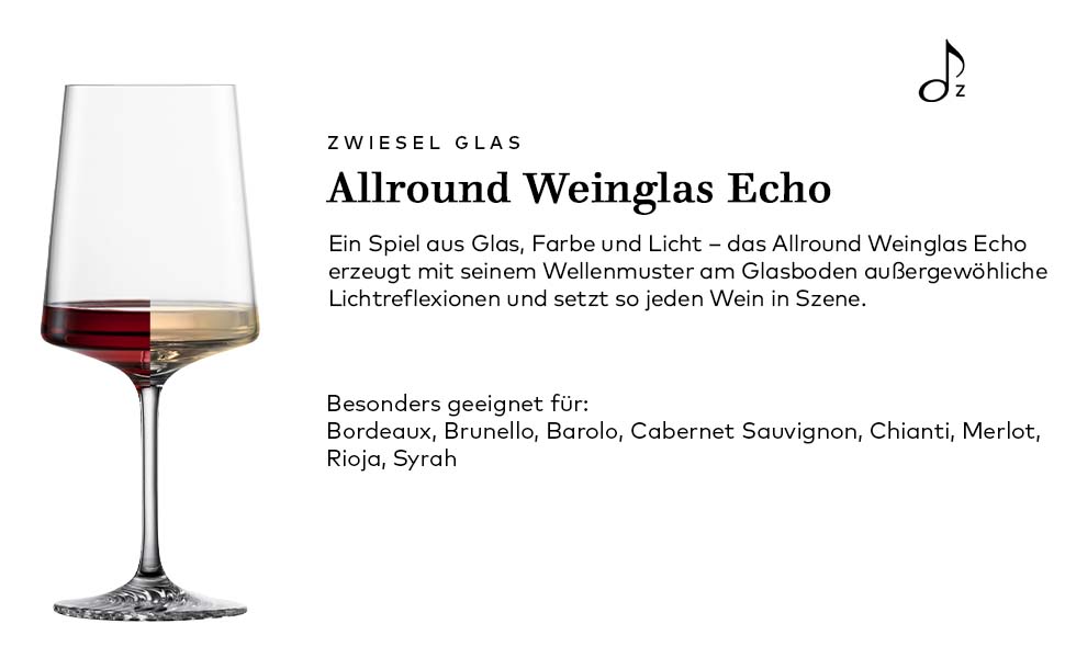 Набір келихів для вина Zwiesel Glas Allround Echo (4 шт.), німецька якість, Tritan-кристал, для миття в посудомийній машині