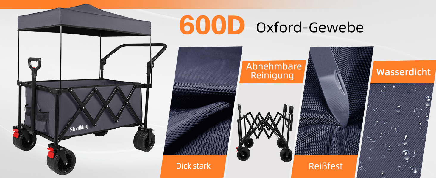 3-в-1 Вагончик-Платформа Складаний з Гальмами, 150л, 136кг, Сірий