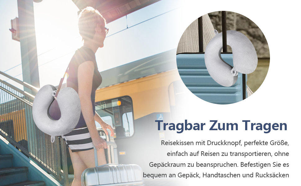 Подушка для шиї у вигляді U Travel Neck Pillow з Memory Foam, для подорожей, автомобіля, офісу, з маскою для сну та навушниками, доросла, двошарова кругла