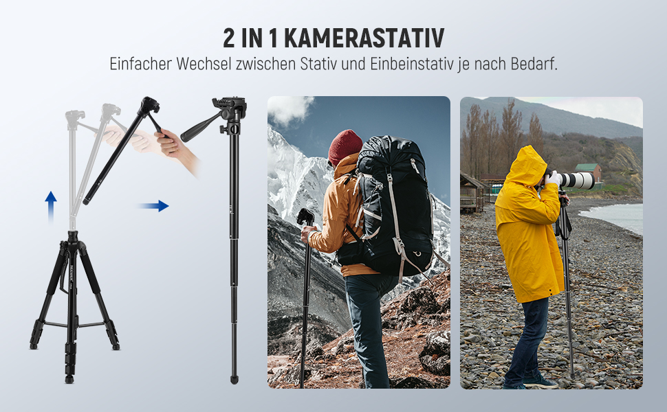 NEEWER Штатив для відеозйомки з пливним голкотримачем 72', сумісний з DJI RS Gimbal, для DSLR/Camcorder, максимальне навантаження 8кг (TP05)