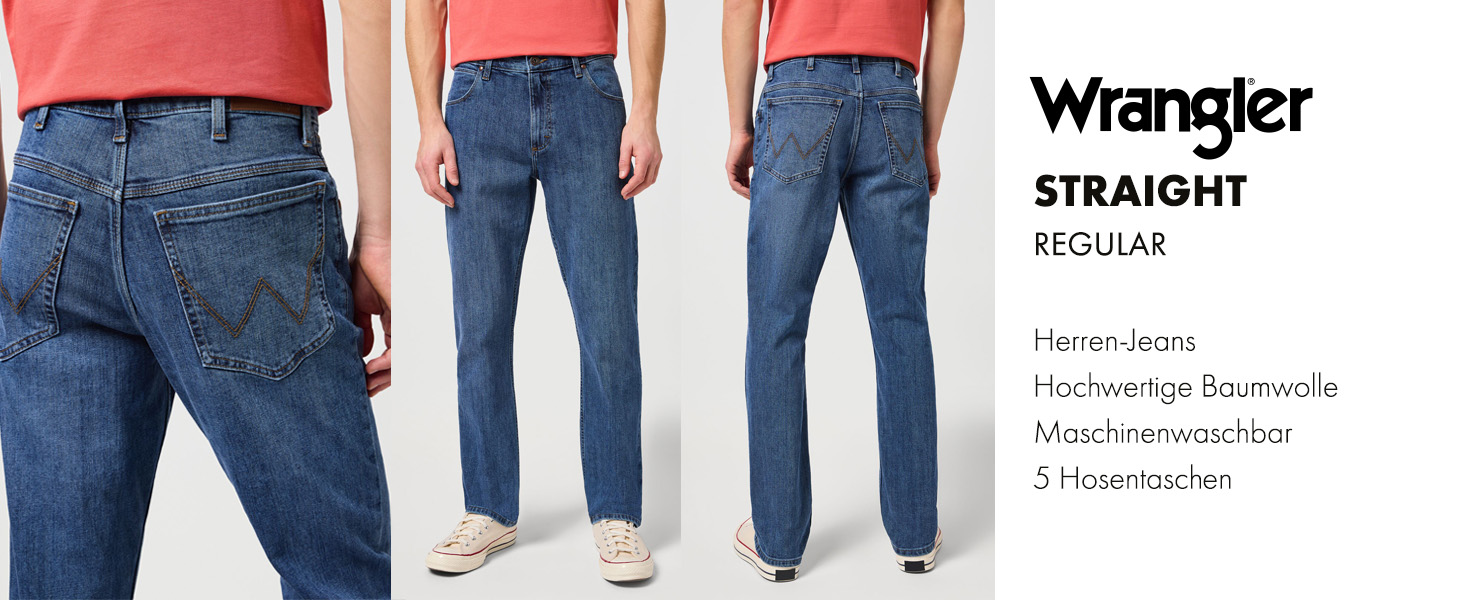 Джинси чоловічі Wrangler Straight Regular Fit, сині з чорним, W30-W44, 34W/32L Authentic Blue