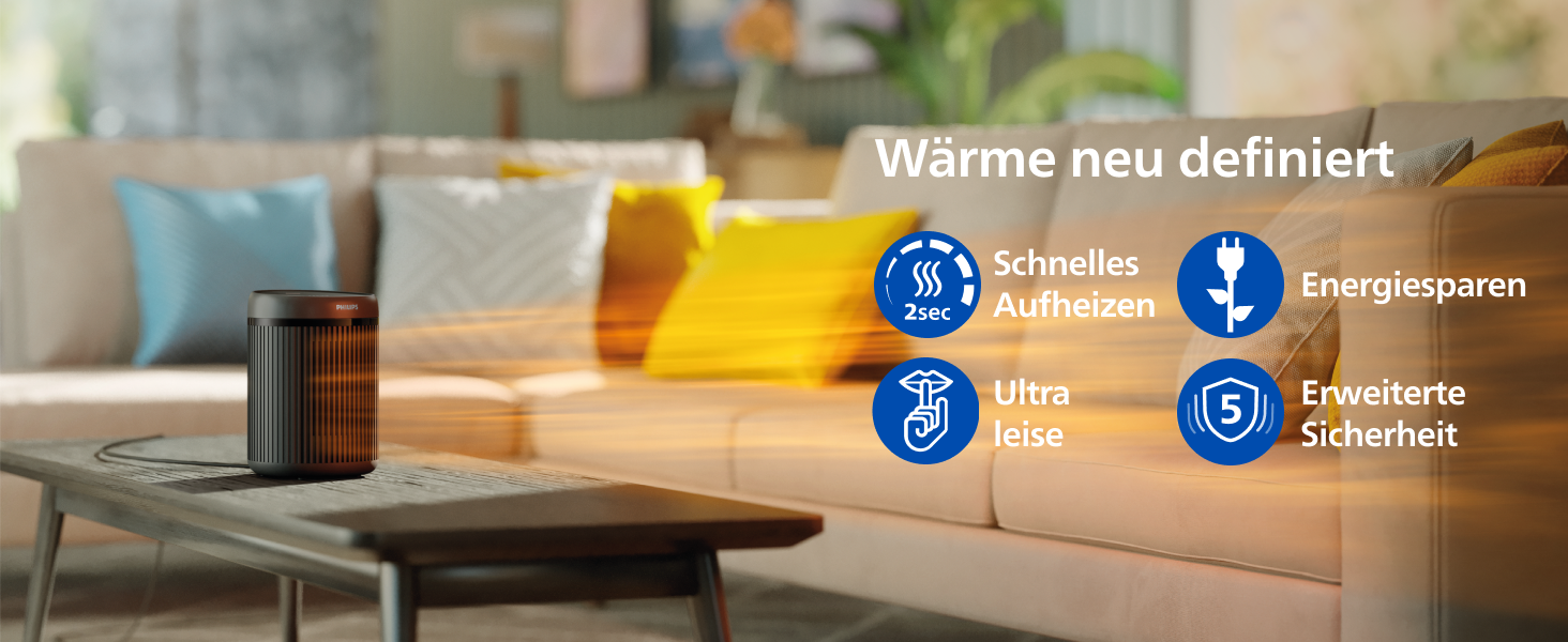 Керамічний тепловентилятор-обігрівач Philips Smart 5000 серії, 2000 Вт, чорний