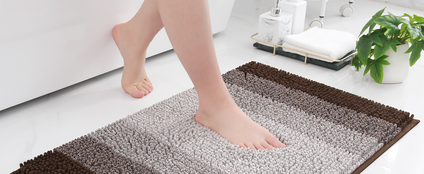 Килимок для ванної кімнати Homaxy з мікрофібри, 40x60 см, коричневий, антиковзаючий, швидковисихаючий