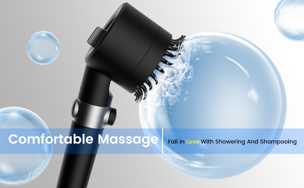 Фільтрована душова лійка з високим тиском, ручна, з шлангом, 4 режими, економія води, стоп-функція, для жорсткої води, видаляє хлор та бактерії (DY-001, чорний)