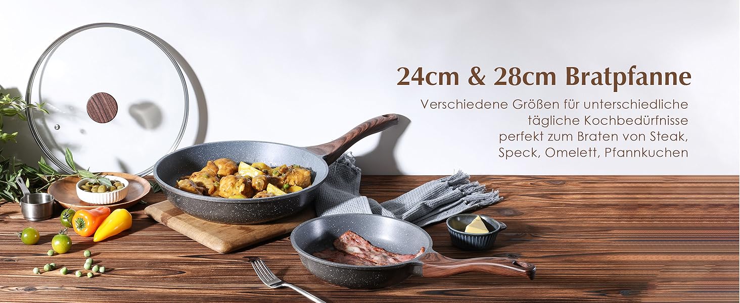 Сковорода SENSARTE з антипригарним покриттям, 24 см, з гранітною керамікою, для плити та індукції, без PFOA/PTFE/PFAS