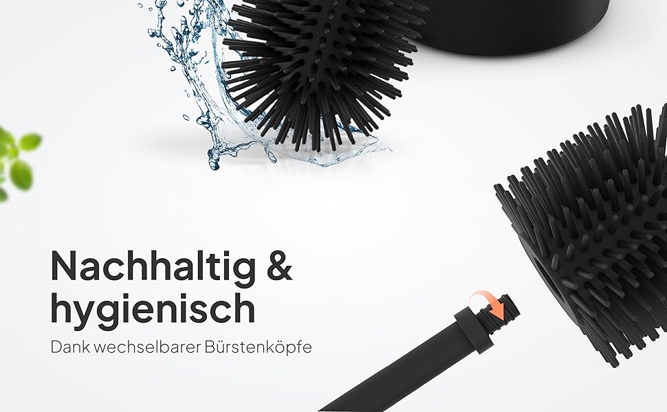 TORBING Кобура для унітазу з нержавіючої сталі та силікону - Елегантна щітка для унітазу з простим тримачем з високоякісної нержавіючої сталі - Гігієнічна щітка для унітазу з силікону з ефектом лотоса (Чорний матовий вугільний колір)