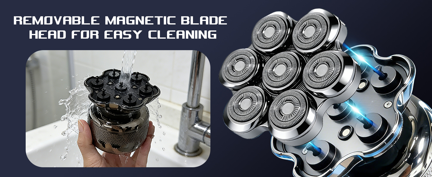 Електричний бритва для голови Glatzen Herren: професійний бритва для гоління голови, вологий та сухий, з LED-дисплеєм, 2 швидкості, сріблястий