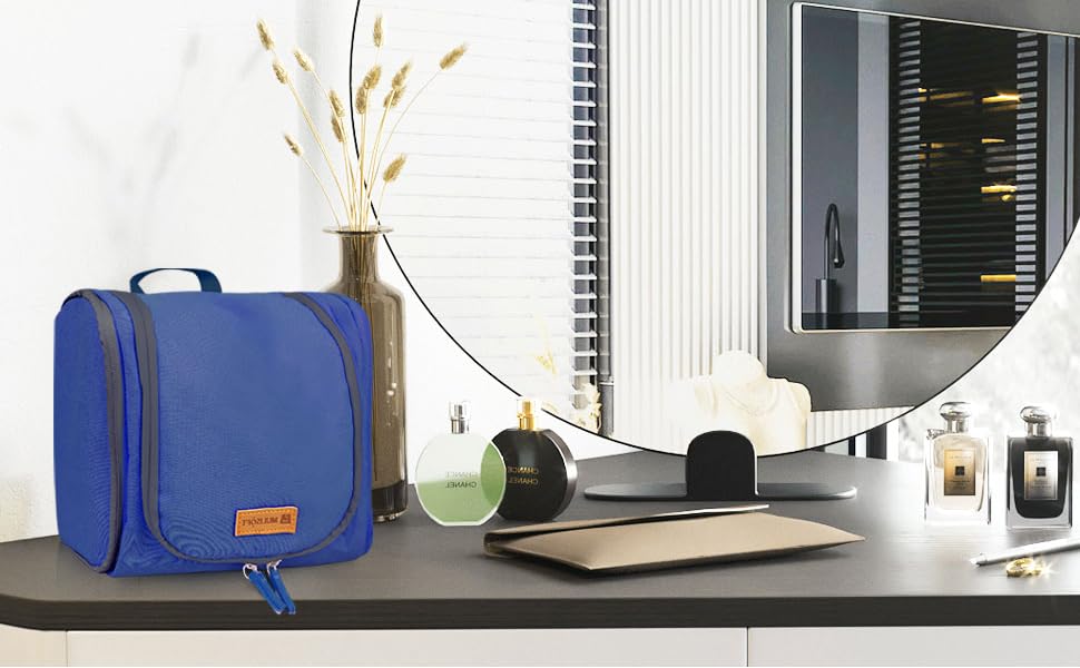 Чоловіча та жіноча косметичка для подорожей, водонепроникна, з гачком для підвішування, компактна, органайзер для косметики (Блакитна)