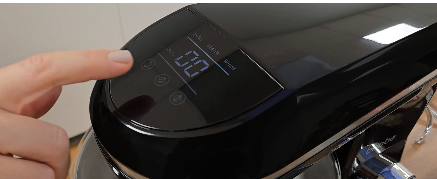 Професійна кухонна машина для тіста та приготування їжі 1800W MAX з орбітальним рухом, міткою, гаками та лопатками, 5-літрова чаша, 6 швидкостей + імпульсний режим, LED-сенсорний дисплей, KM1164