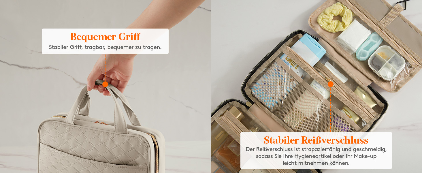 Сумка для косметики та туалетних аксесуарів Lifewit для подорожей, велика органайзер з гачком, прозора кишеня для гігієнічних засобів, світло-зелений (світло-сірий, M)