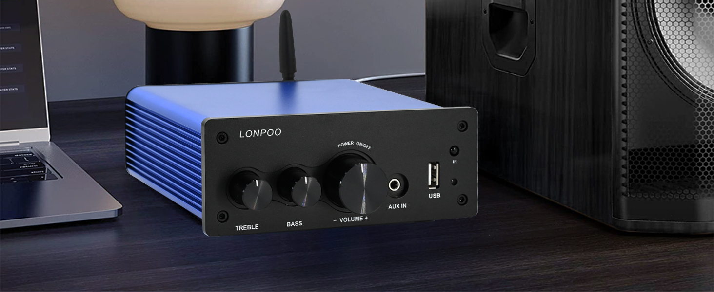 Акустичний кабель LONPOO з чистої міді 14 AWG (2 м, пара) з позолоченими банановими роз'ємами для Hi-Fi колонок, синій/чорний