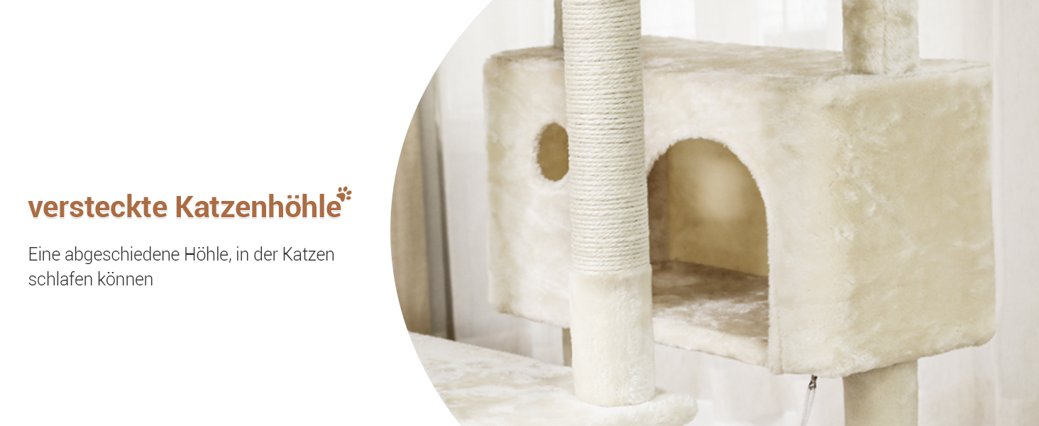 Дім-гойдалка для котів MSmask Kratzbaum Beige 194 см з 3 платформами, 2 печерами та гамаком