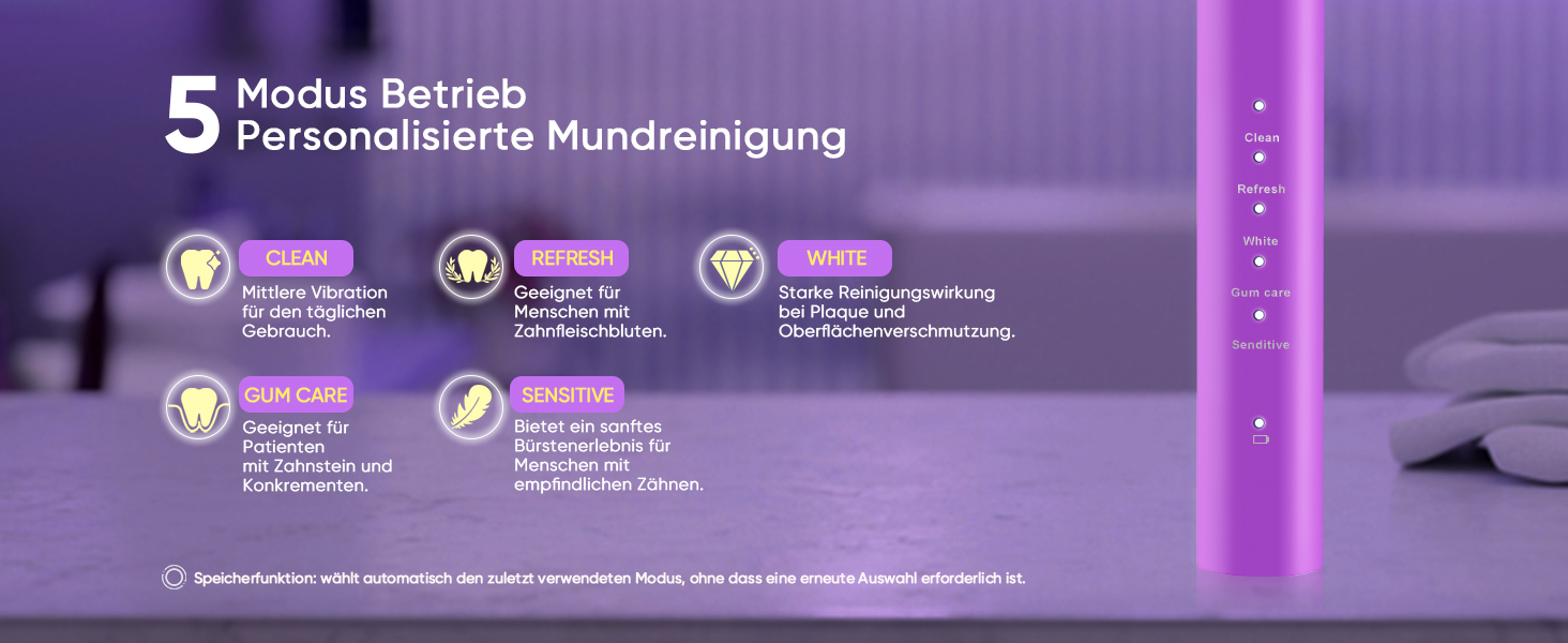 Електрична зубна щітка MySmile DY156 для дорослих, акумуляторна звукова щітка, портативна з 3 насадками, таймер 2 хвилини, 5 режимів, 45000 вібрацій на хвилину, 60 днів роботи від одного заряду, 1 шт. (фіолетова)