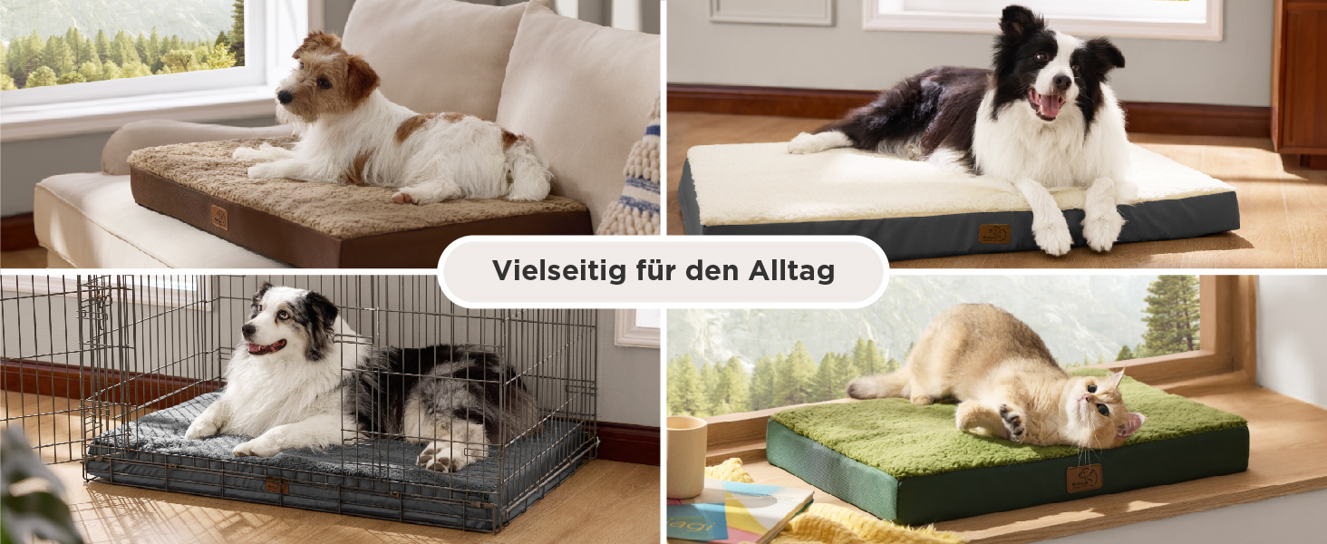 Ортопедичне ліжко для собак BEDSURE - великі породи, 112x81x8 см, м'яке, миється, сірого кольору