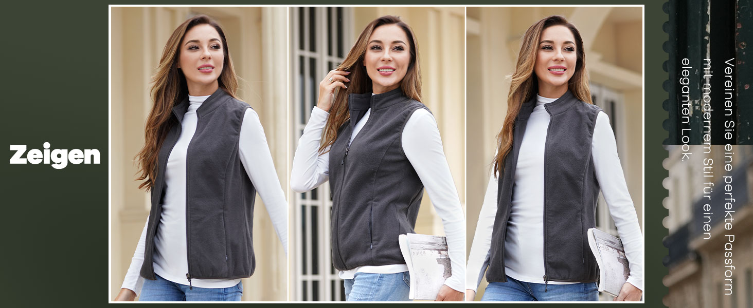 Жіноча флісова жилетка Fuinloth, легка, без рукавів, зі стійким коміром та кишенями на блискавці, XL, армійний зелений