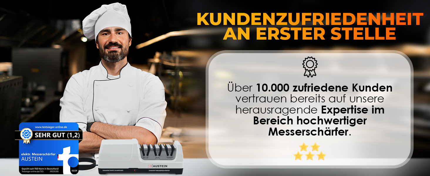 Електричний точило для ножів AUSTEIN® Diamant TG2202 - 3 фази, 20 градусів, з магнітним збором стружки