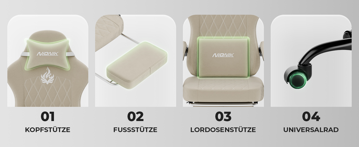 Ігрове крісло Ergonomic Gaming Chair для дітей, підлітків та дорослих, ергономічний комп'ютерний стілець з регулюванням висоти та нахилу спинки, чорно-бежеве