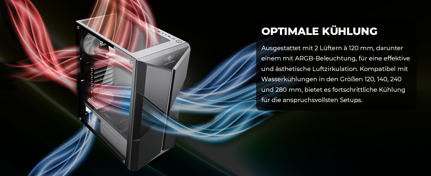 Комп'ютерний корпус Spirit of Gamer Gamer Clone III з RGB підсвічуванням - ATX/mATX/ITX Tower з металевою передньою панеллю та скляною бічною панеллю