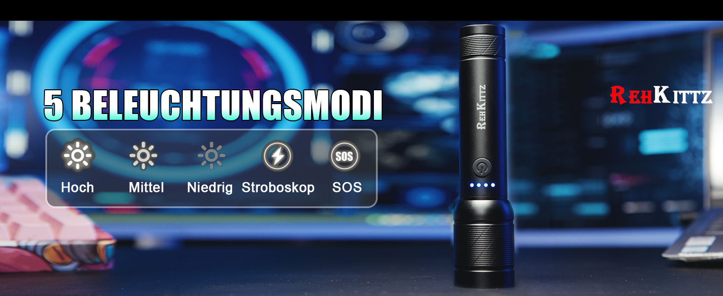 LED ліхтарик надпотужний 2200 люмен, перезаряджається (вбудований акумулятор великої ємності), міні ліхтарик з індикатором заряду, довгий час роботи, алюмінієвий корпус, 5 режимів освітлення, регульований фокус (2 шт.)