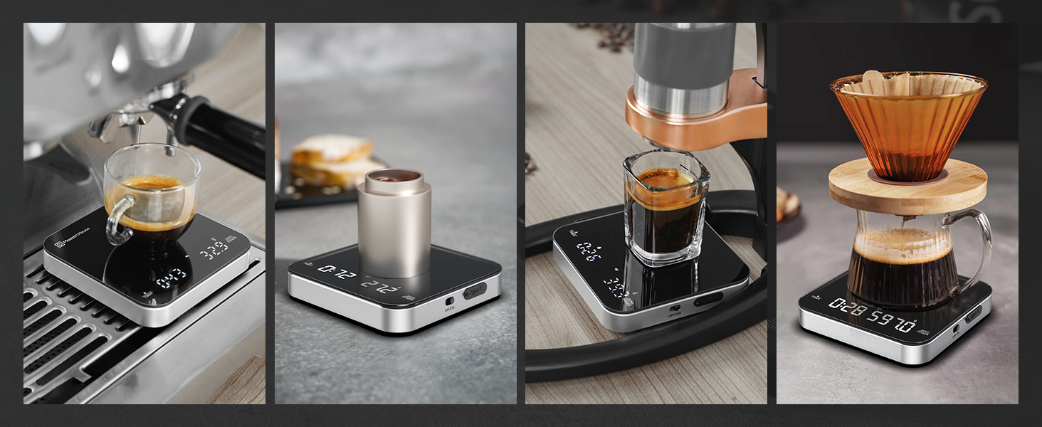 Ваги для кави Maestri House Mini з таймером, перезаряджувані, для еспресо та Pour-Over, точність 2 кг/0,1 г, портативні, чорно-срібні